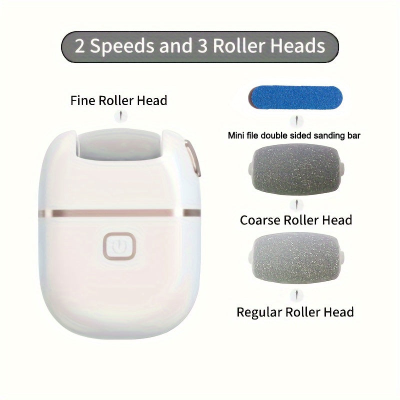 Lijadora eléctrica recargable con 3 cabezales de rodillo reemplazables, mini lijadora de doble cara para pulir, portátil y fácil de usar, carga USB, elección perfecta de regalo para 10 festivales.