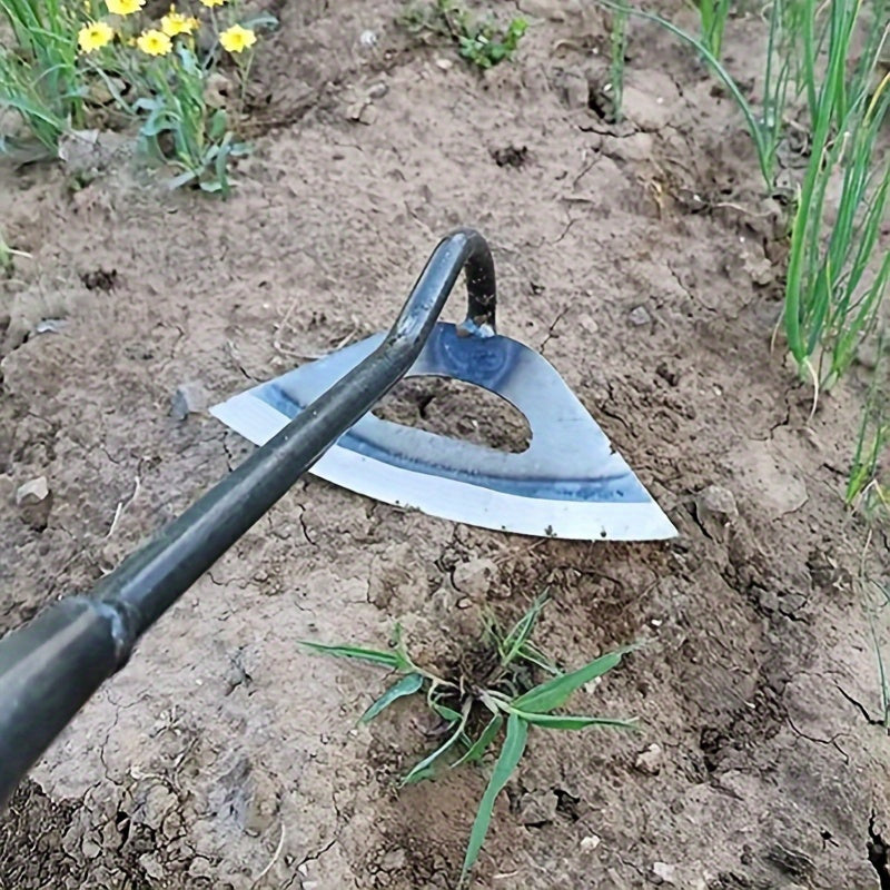 Hacha hueca de acero endurecido de alta calidad - Rascador de malezas portátil con mango ergonómico, duradero y resistente a la corrosión para jardines de verduras, camas de flores y aéreo de suelo, herramienta de jardinería, acabado metálico elegante, m