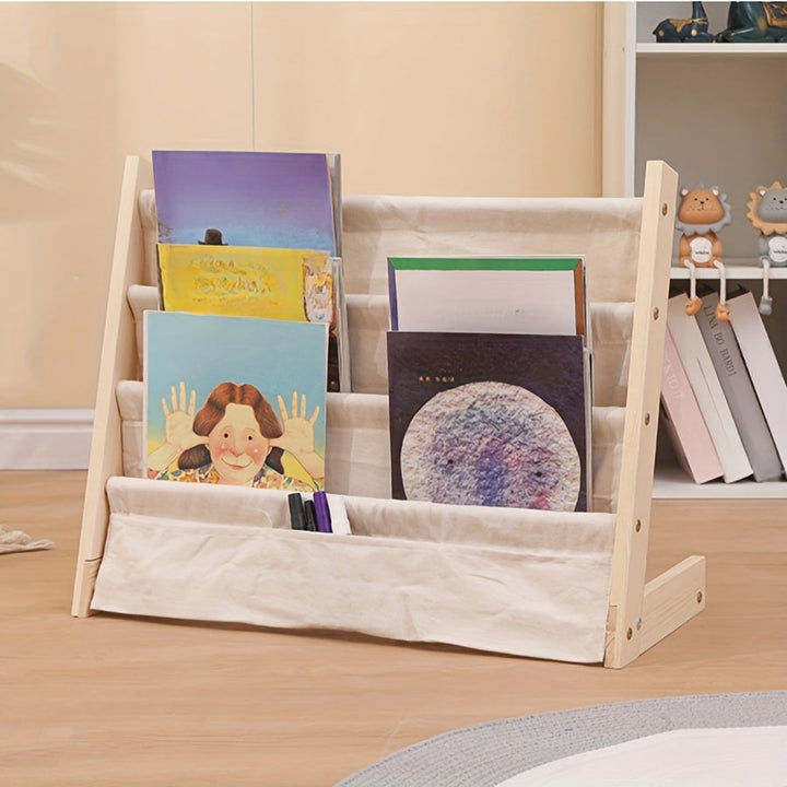 Estantería de madera moderna de 1 pieza, estante de almacenamiento de libros y revistas de varios niveles, diseño sencillo de estante de pie, organización del hogar para estudio, dormitorio, oficina, escritorio