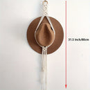 Conjunto de 1/3 perchas para sombreros macramé estilo bohemio para pared, organizador de estante para mujeres bohemia, expositor colgante de tejido manual decorativo para gorros de ala ancha