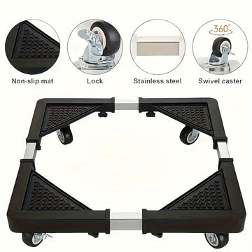Carro móvil expansible de aleación con sistema de bloqueo de 4 ruedas y ajuste de altura - Estructura de acero resistente, capacidad de 272,16 kg, mango ergonómico para almacén, envío, gestión de inventario - Organizador de almacenamiento móvil, equipo d