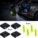 4pcs Luces de Proyección LED, Luz de Bienvenida Super Brillante Electromagnética, Fácil y Cómoda Instalación para Puertas de Coche + 4 Pegatinas Reflectantes, Fáciles de Instalar - Adecuado para la Mayoría de los Autos