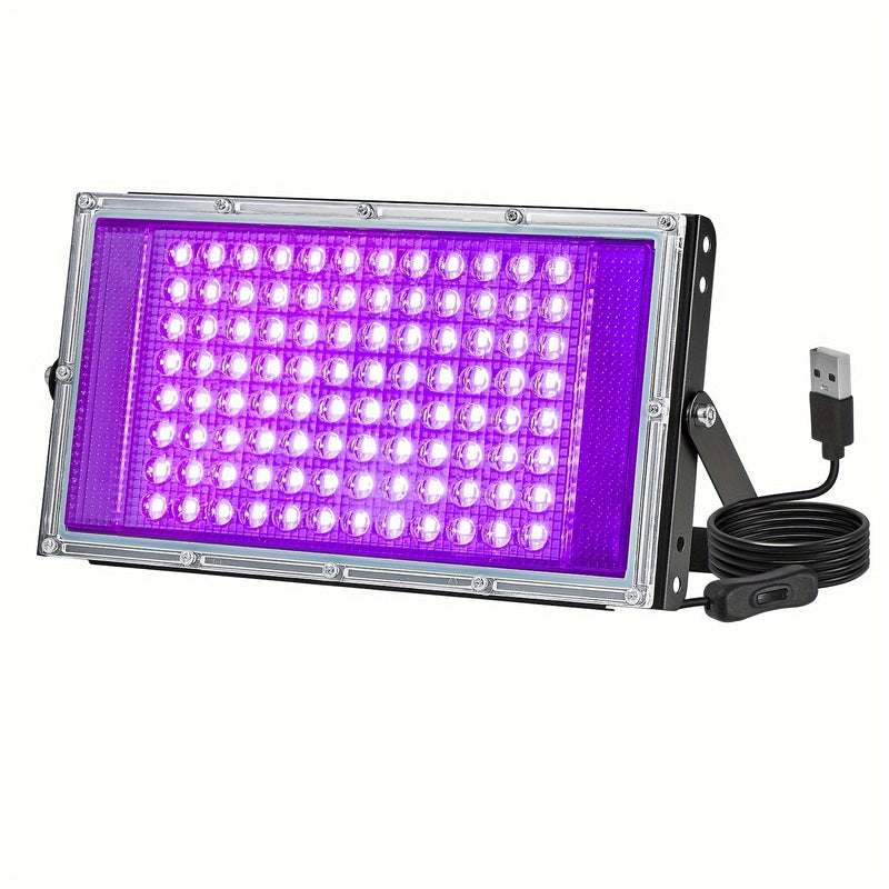 Luz negra UV, 1/2 paquete, luces para fiestas fluorescentes, ultra delgadas, con enchufe USB, interruptor y cable de 149.86 cm, luces negras para exteriores con 50/96/144 LED, brillo en la oscuridad, para fiestas, Halloween, Día de San Valentín y pintura