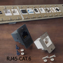 Adaptador de Línea Eléctrica 2 piezas - Plateado con Tornillo Fijo Hembra a Hembra RJ45 CAT.6