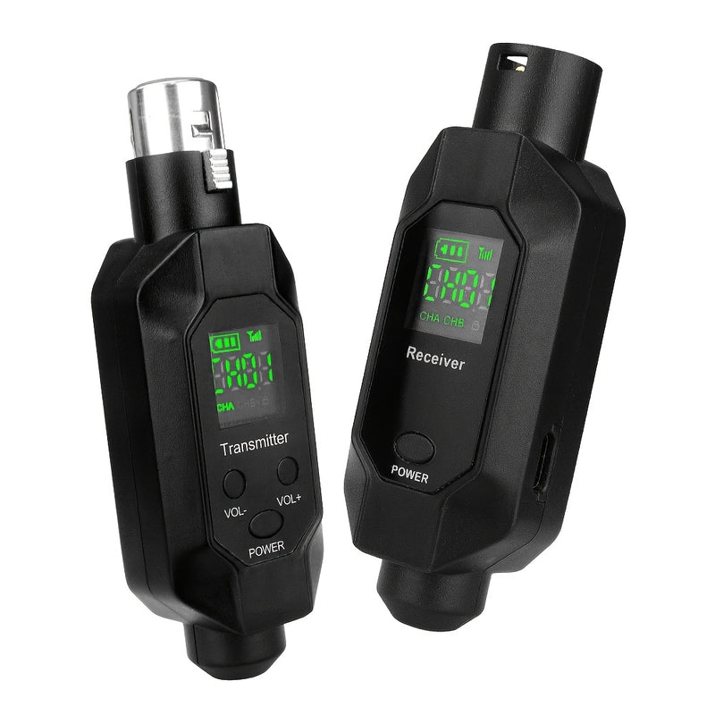 Sistema inalámbrico de micrófono XLR, transmisor y receptor de 2.4 GHz, adaptador inalámbrico recargable para micrófono dinámico y mezclador de audio