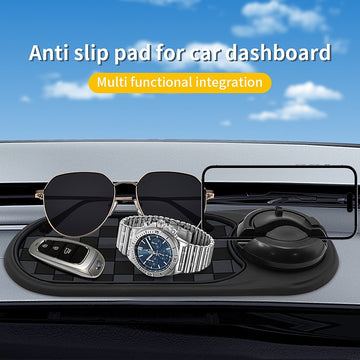 Soporte antideslizante para coche - Montaje rotativo antideslizante para teléfono, navegación y tarjetas de estacionamiento, material ABS, opciones negras/rojas/grises, compatible con la mayoría de los vehículos, montaje para teléfono en coche, accesorio