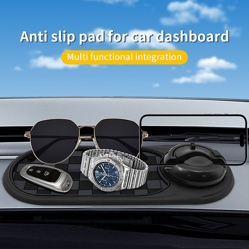 Soporte antideslizante para coche - Montaje rotativo antideslizante para teléfono, navegación y tarjetas de estacionamiento, material ABS, opciones negras/rojas/grises, compatible con la mayoría de los vehículos, montaje para teléfono en coche, accesorio