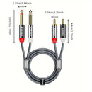 Cable de audio TS de alta fidelidad de 6.5 mm a doble RCA - Compatible con guitarra, altavoces y sistemas estéreo domésticos - Resistente y duradero - Adecuado para tabletas, PC y más - Marca RIKSOIN