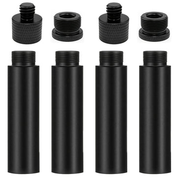 4 piezas de tubos extensores para micrófono y 4 adaptadores de rosca (3/8 pulgada hembra a 5/8 pulgada macho y 5/8 pulgada hembra a 3/8 pulgada), adaptadores para trípode, soporte de micrófono y cámara