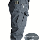 Pantalones Tácticos para Hombre - Múltiples Bolsillos de Utilidad (Correa en la Pierna/Bolsillos Laterales), Tejido Suave y Elástico, Diseño Sin Cinturón para Exteriores, Senderismo, Camping, Trabajo - Pantalones Todo en Uno, Equipo Táctico de Campamento