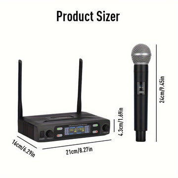 Sistema de micrófonos inalámbricos dual profesional LMBGM con receptor portátil - Conector XLR, control de volumen, ideal para karaoke en casa, presentaciones en vivo y regalos, micrófono inalámbrico portátil | Herramienta de audio versátil | Micrófono d