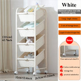 Carrito de almacenamiento giratorio de 2/3/4/5 niveles con ruedas - Estructura de acero resistente con estantería modular con contenedores de plástico extraíbles, organizador móvil fácil de ensamblar para el hogar y la oficina - Blanco, estantería para l