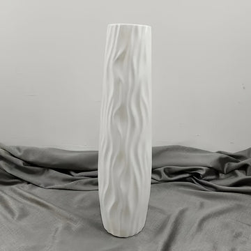 Florero grande de piso, alto y sencillo, de plástico hidropónico imitación cerámica, en blanco y negro, estilo europeo, para arreglos de flores secas, decoración de sala