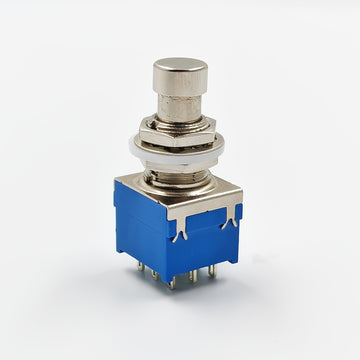 INTAI Interruptor de Pedal para Guitarra de 3 Polos con 9 Posiciones - Construcción Metálica Azul, Perilla Estriada de 10mm, Palanca Manual Encendido/Apagado para Pedales de Efectos y Equipo de Audio DIY (Sin Necesidad de Energía)