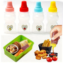 4 Piezas, Mini Botellas De Salsa, Mini Botellas De Ketchup, Botella De Salsa De Condimento, Botella De Plástico Portátil Para Contenedores De Oficina, Lonchera, Picnic, Aceite, Salsa De Soja, Miel, Aderezo Para Ensaladas, Botella De Especias, Utensilios