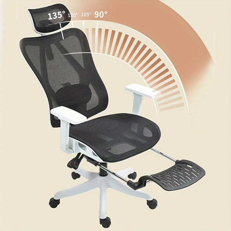 Una silla de oficina ergonómica con reposabrazos retráctiles, soporte lumbar ajustable, ideal para el trabajo en la oficina y el juego.