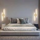 1 pieza de moderno lujo LED de pared, montaje semienterrado con acabado metálico, iluminación de 3 tonos ajustable para dormitorio, sala de estar, baño y espejo de tocador - Conectado a la red, compatible con Alexa, 110-240V, luz de pared para dormitorio