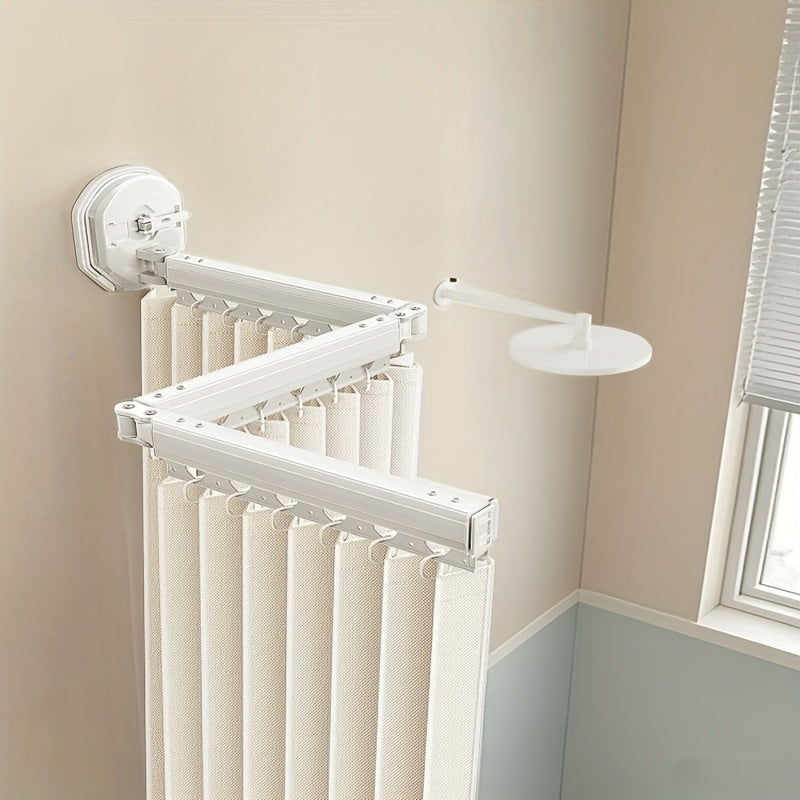 1pc Cortina de Baño Plegable de Alta Calidad con Ganchos y Lazos, Separador Invisible para Húmedo/Seco, Fácil Almacenamiento, Adorno Moderno para Decoración del Hogar