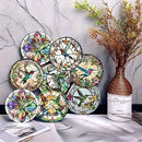 8 Piezas de Posavasos con Patrón de Vidrio Manchado de Colibrí, Antideslizantes y Resistentes al Calor para Protección de Mesas, Ideales para Tazas, Cafés, Oficinas, Cocinas, Restaurantes, Decoración o Coleccionismo Personal