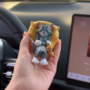 Decoración de auto con diseño de caricatura de los adorables gato y ratón, Tom y Jerry, artesanal y sin necesidad de energía