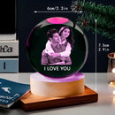 Esfera de cristal personalizable con base de madera - Esfera de vidrio con fotos personalizadas para decoración de dormitorio y sala de estar - Regalo ideal para cumpleaños, San Valentín, Acción de Gracias, Navidad - Opción de grabado DIY, alimentado por