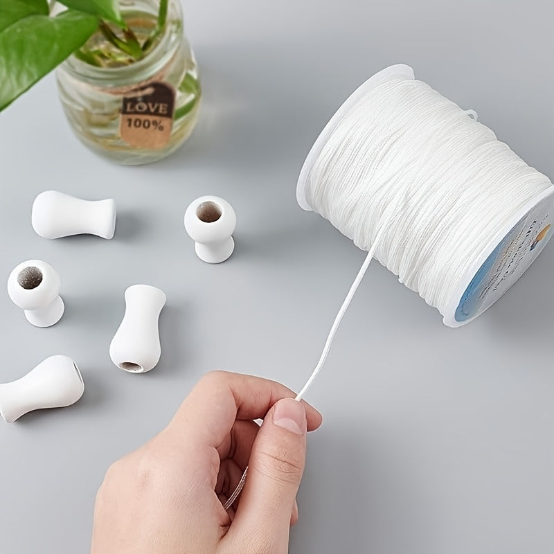 Cuerda trenzada de 100 metros de 1,8 mm con 5 cuentas de madera, adecuada para persianas, cortinas romanas de ventana y decoración de plantas de jardín.