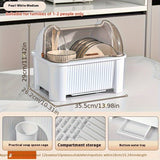 1pc escurridor de platos y bandeja, caja de almacenamiento multi-nivel para tazones y palillos, escurridor compartimentado para tazones y platos, cubiertos multifuncionales con drenaje y almacenamiento, a prueba de polvo para cocina y hogar