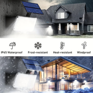 1pieza 234 LED Luz Solar con Cable Extendido, Fácil Instalación, 6500K Sensor de Movimiento Luz Solar Exterior Seguridad con 3 Modos para Patio Exterior Cerca Pasaje Divisor Diseño