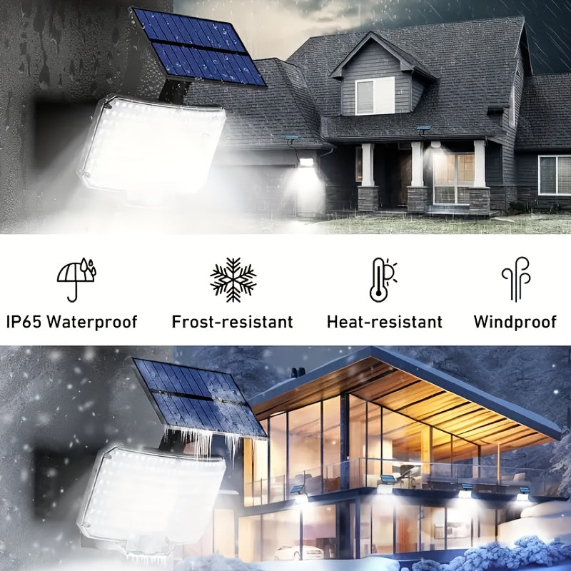 1pieza 234 LED Luz Solar con Cable Extendido, Fácil Instalación, 6500K Sensor de Movimiento Luz Solar Exterior Seguridad con 3 Modos para Patio Exterior Cerca Pasaje Divisor Diseño