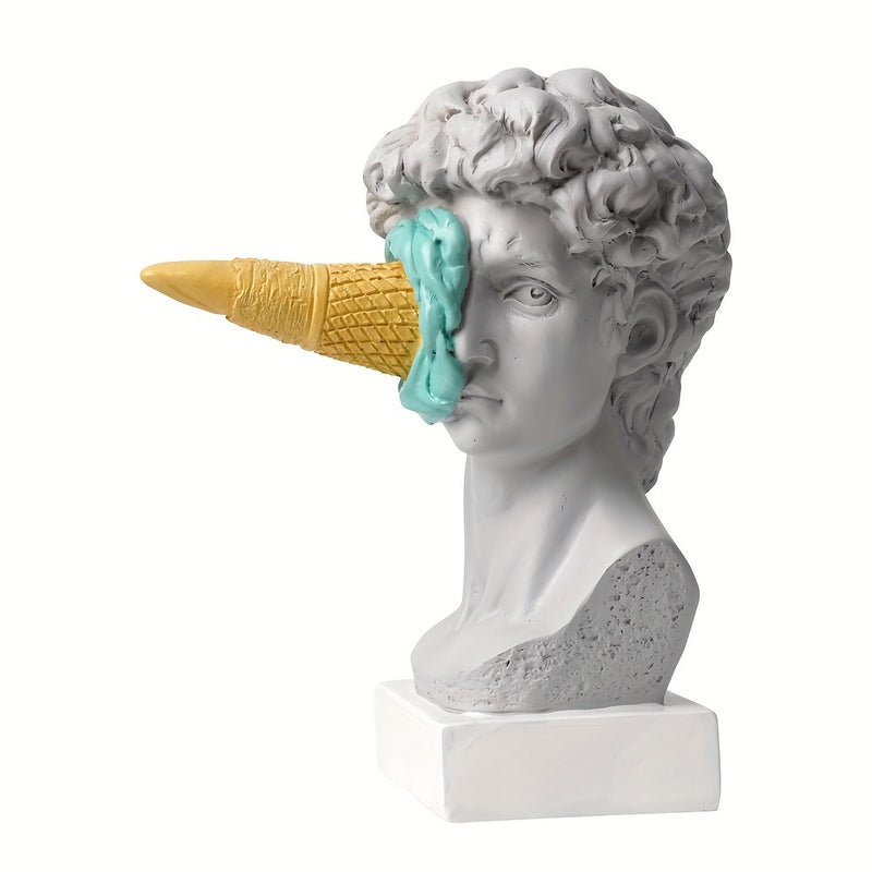 Escultura de David de resina con cono de helado, figura decorativa europea moderna para varios tipos de habitaciones, uso en interiores y exteriores, decoración sin electricidad - 1 pieza