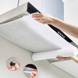 Adhesivo de Filtro para Campana Extractora de Cocina Resistente a Altas Temperaturas - Papel Absorbente de Aceite Desechable con Ventosa Lateral para Instalación Fácil, Blanco, Protege los Armarios del Graso y Derrames, Limpieza del Área de Cocción | Sol