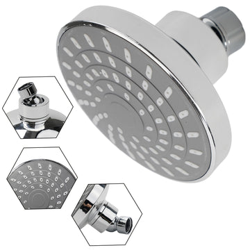 Cabezal de ducha ajustable de lluvia montado en la pared - Grifo de baño portátil giratorio de 360° con varios modos de aspersión, resina ABS duradera y acabado cromado para encierros de ducha modernos, boquilla de alta calidad, instalación sin taladro,