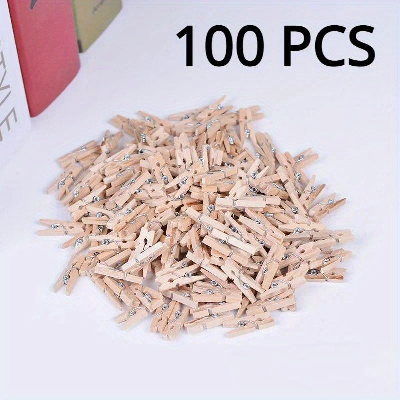 50/100pcs Mini 25mm Clips de Madera Natural para Fotos, Clips para Ropa, Plegadores de Ropa, Clips de Madera para Bodas y Fiestas, Ganchos de Utilidad