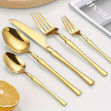 Juego de Vajilla de Acero Inoxidable para Cintura Pequeña de 20pcs/30pcs, Incluye Tenedores, Cucharas, Cucharas de Postre, Tenedores de Fruta y Cuchillos, Muy Adecuado para Cocina de Hogar, Restaurante, Hotel, Boda, Fiesta, Lavavajillas Dorado