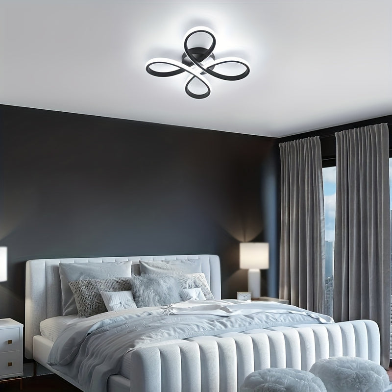 1 pieza de lámpara de techo moderna con mariposa negra/blanca - Brillo ajustable 3000K/4000K/6000K, acabado metálico mate con montaje semi-inclinado, iluminación decorativa ligera para sala de estar, dormitorio, pasillo, estudio, luces de techo para el h