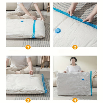 5 paquetes de bolsas de almacenamiento de compresión al vacío duraderas con cierre de cremallera - Ahorro de espacio para ropa, almohadas, edredones, mantas y ropa de cama - A prueba de fugas, multiusos, plástico engrosado, forma rectangular