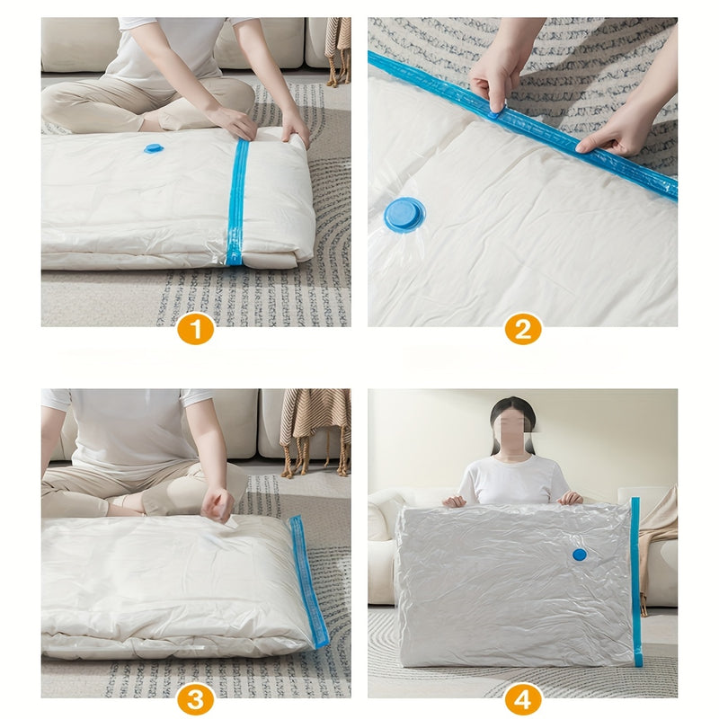 5 paquetes de bolsas de almacenamiento de compresión al vacío duraderas con cierre de cremallera - Ahorro de espacio para ropa, almohadas, edredones, mantas y ropa de cama - A prueba de fugas, multiusos, plástico engrosado, forma rectangular