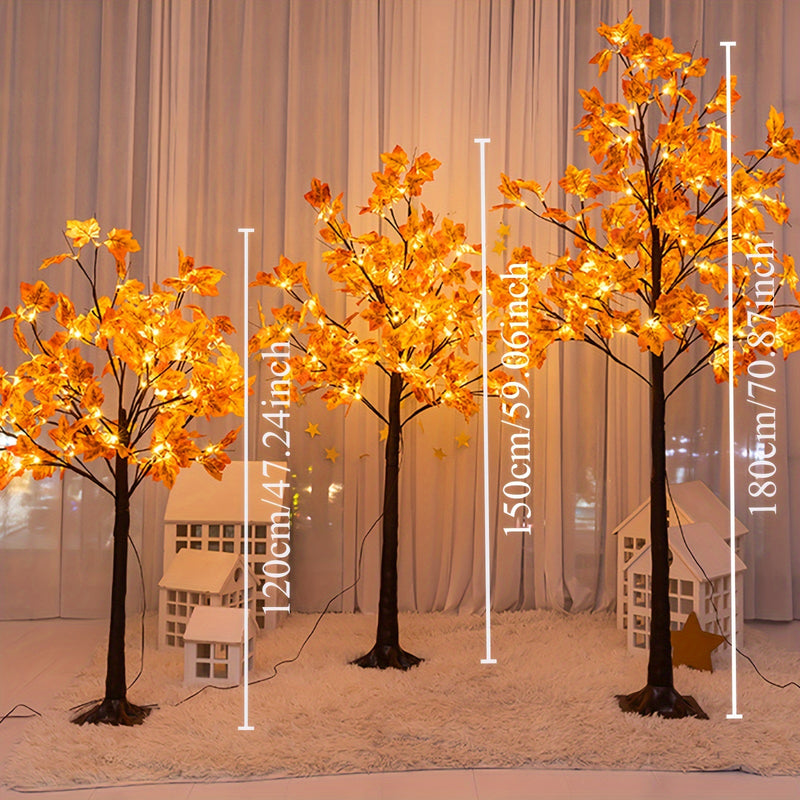 Árbol de arce iluminado LED de 121.92 cm/152.4 cm/182.88 cm, árbol artificial de piso para decoración de fiestas, cumpleaños, bodas, Halloween, Navidad y temporada de otoño