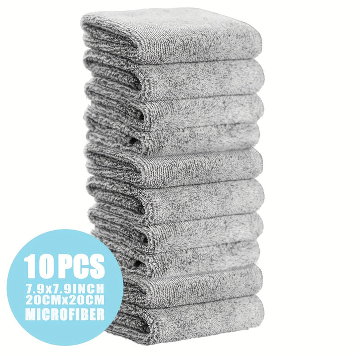 Toallas de cocina ultra suaves y absorbentes de microfibra - 5/10 piezas, 20.07 cm x 20.07 cm, gris, paños multiusos para limpieza del hogar, estilo rústico, solo lavado a mano, perfectas para platos y tareas del hogar, toallas para trastes