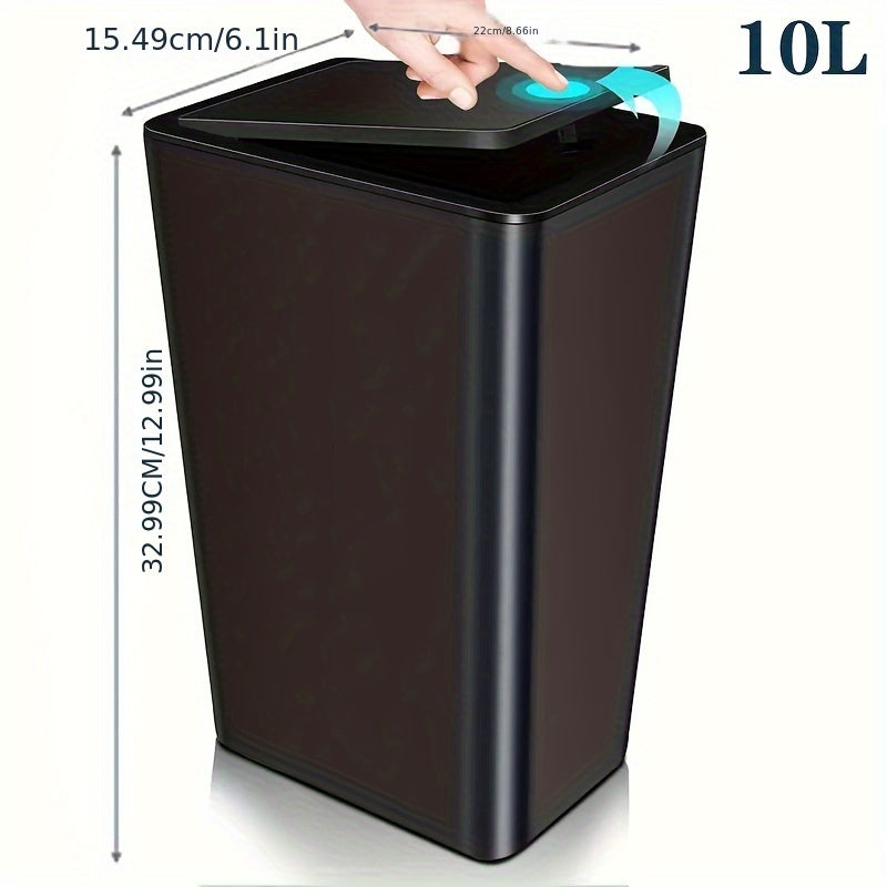 Bote de basura pequeño para baño, con tapa pop-up, 10L/2.6 galones, ideal para dormitorio, oficina, sala, cocina, 1/2/3 piezas, esenciales para el hogar
