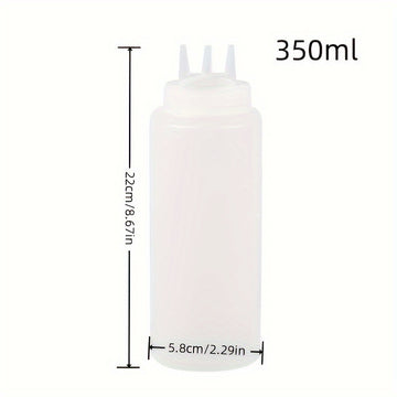 1 Unidad, Botella De Apretar Con Triple Orificio Para Salsas Y Ensaladas, Botella De Salsa De Apretar, Dispensador De Condimentos Multiusos, Vinagrera De Aceite Para Uso En La Cocina, Botella De Sazonador, Botella De Plástico De Boca Puntiaguda, Utensili