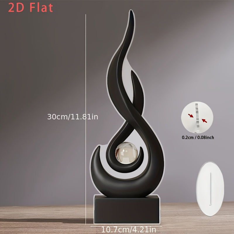 Adorno Decorativo de Llama Negra Elegante en Estilo Europeo, Material Acrílico, Piedra Mágica Iluminadora para Espacios Domésticos y Comerciales, Perfecta para Oficina, Sala de Estar y Bar | Regalo Ideal para Inauguración de Casa