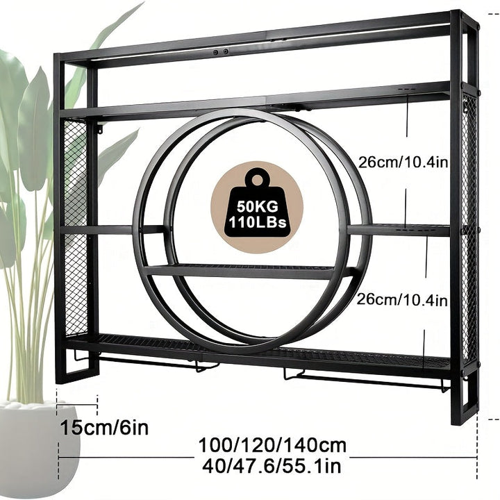 Estantería de Almacenamiento de Vino Moderna Montada en la Pared, Estante Colgante Industrial para Licores, Estante de Hierro para Botellas de Licor, Exhibidor de Botellas de Bebidas para Bar o Cocina Doméstica,