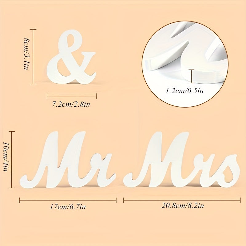 Encanto Romántico: Elegantes Letreros de Madera Blancos para Señor y Señora en Bodas - Decoración de Mesa con Letras Elegantes para Fiestas, Cenas o Exhibición en la Pared del Hogar, Perfectos para Celebraciones de Bodas, Decoración de Mesa de Boda | Let