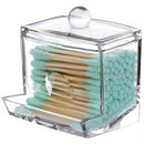 1pc Soporte de bastoncillos de algodón de gran capacidad, contenedor de almacenamiento de plástico transparente con dispensador de fácil acceso, sin perfume, organizador que ahorra espacio para encimeras de baño, suministros para el hogar y la cocina
