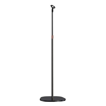 Soporte de micrófono ajustable para voces, discursos y presentaciones, con modificaciones de altura y ángulo.