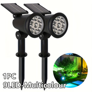 Spotlights solares para exteriores, luces de paisaje solares con detección de fuente de luz, encendido/apagado automático, dos modos de luces de pared/luces de césped, Día de la Independencia, festival de Ramadán, bodas, luces para fiestas y festivales -