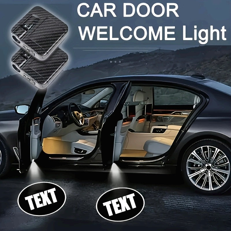 2 piezas de luces de bienvenida para puertas de coche LED - Diseño texturizado negro, alimentado por batería, fácil instalación, se adapta a la mayoría de los coches, SUV, furgonetas, proyectores, para for CHEVROLET, para for DODGE, para for NISSAN, para