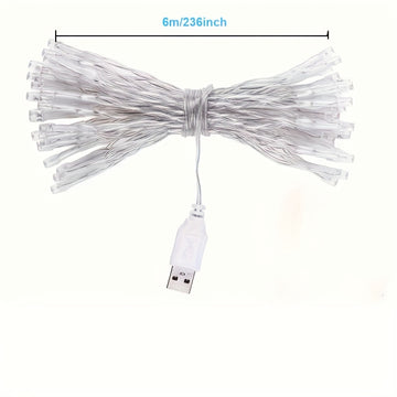 Luces de Hadas LED Blancas Cálidas de 5.99 metros - Luces Parpadeantes con Alimentación USB para Navidad, Bodas y Decoración Exterior, Perfectas para Calles Comerciales y Caminos Florales, Luces para Decoración
