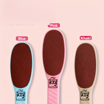 Lima de pie de plástico hipoalergénico con superficie de abrasivo rojo - Herramienta de exfoliación de doble cara para eliminar la piel muerta y callos, ideal para el cuidado del talón y la suela, herramienta de cuidado de pies | Diseño ergonómico | Text